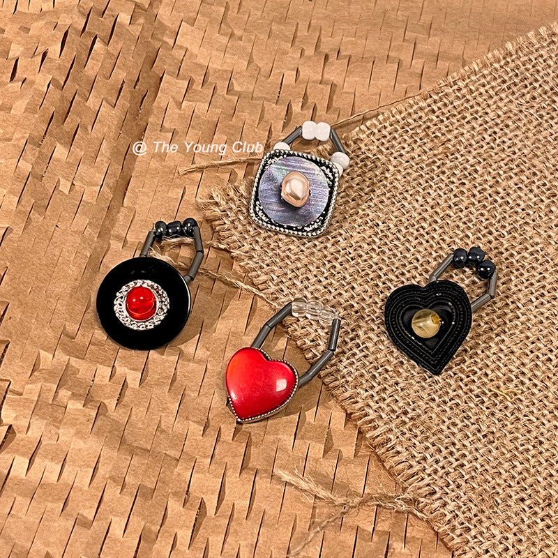 vintage ring women's light luxury niche design stacked elastic index finger ring cold wind ring tide