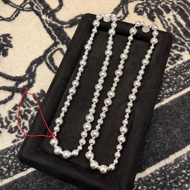 Minimalist Danish Lie beaded gold and silver irregular bead necklace design sense fashionable clavicle chain ins