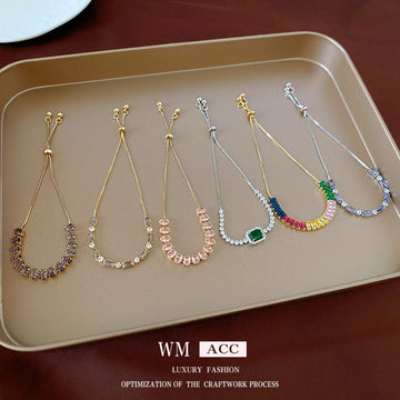 popular zircon bracelet light luxury niche exquisite high-end pull adjustable jewelry jewelry women