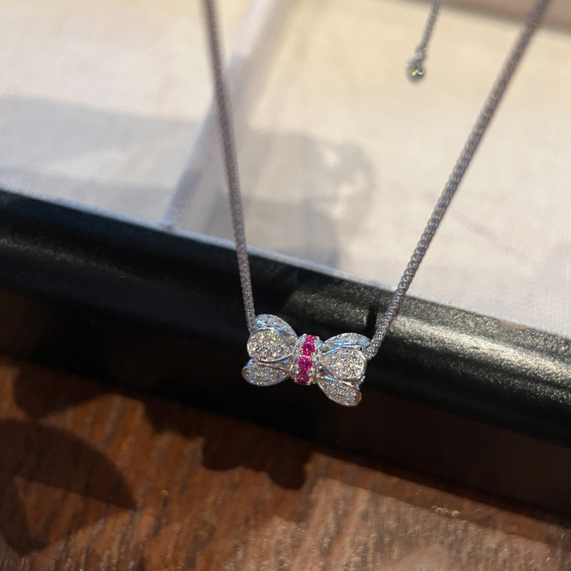 The 925 silver ruby Xiaoman waist necklace is exquisitely inlaid with diamonds, lotus buckle pendant, clavicle chain, live broadcast