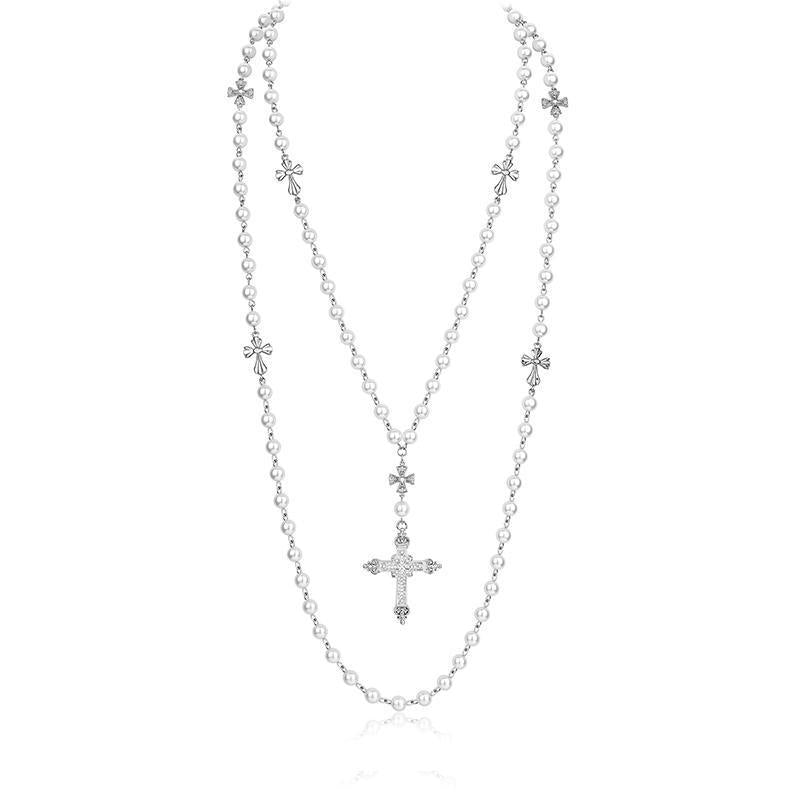 Stacked Punk Love Pearl  Light Luxury Niche Long Versatile Necklace Sweater Chain Personality Trend Others