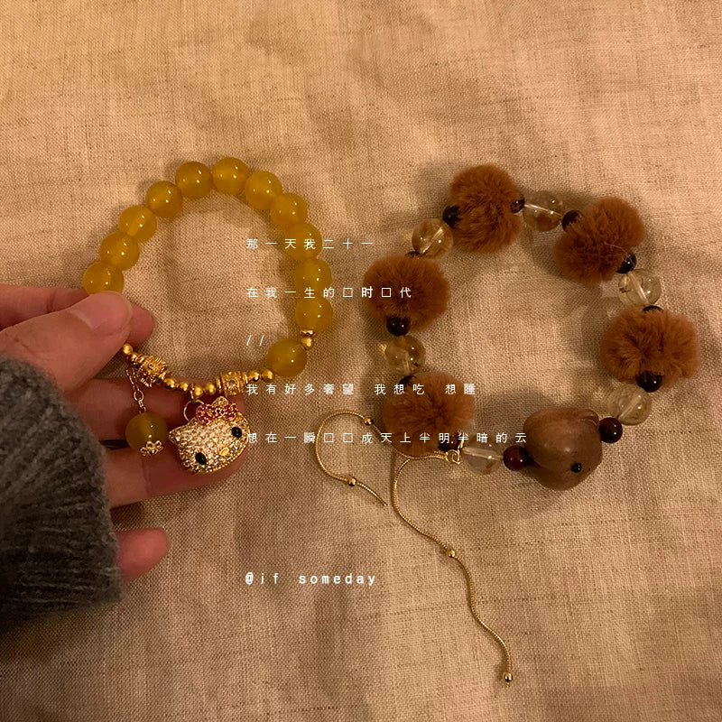 natural stone beaded bracelet, antique design sense, niche high-end handmade play bracelet, exquisite