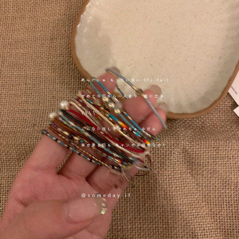 Stacked beaded bracelets for women's summer simple ins niche design cute hand jewelry high-end cold wind bracelet tide