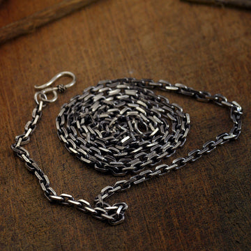 3mm Taijiao Chain 5mm Distressed Vintage Thai Silver Clavicle Necklace Men's and Women's Chain