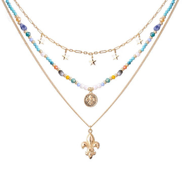 Holiday Ocean Necklace Beaded Color Set Necklace Light Luxury Original Stacked Pendant Clavicle Chain