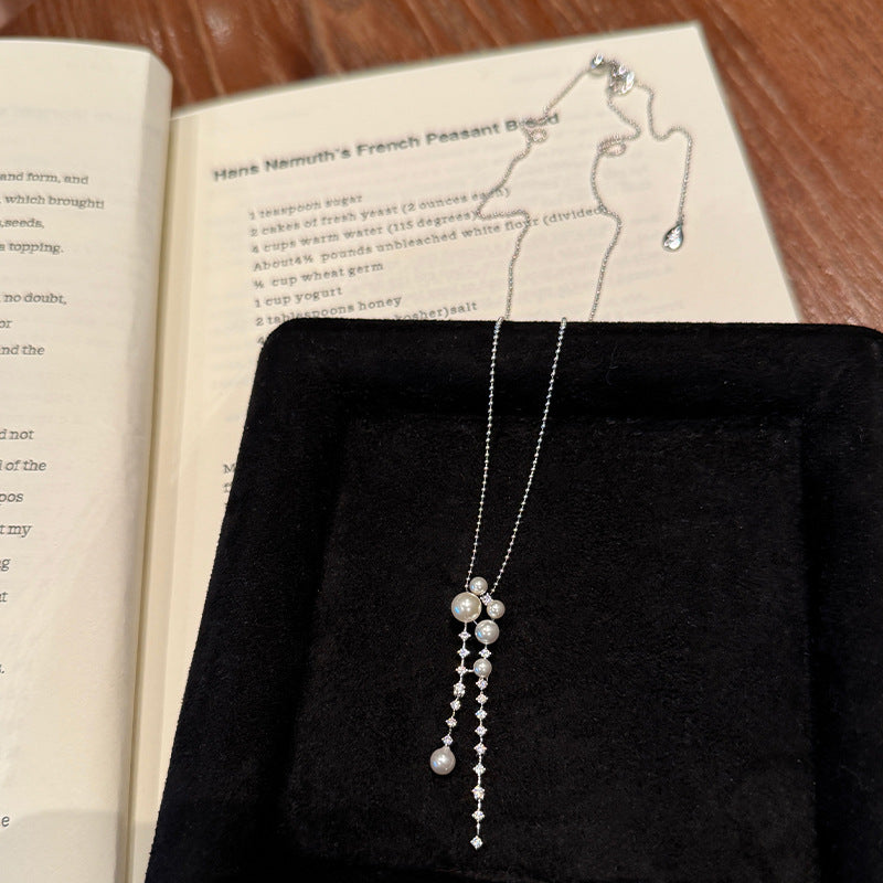 Live broadcast explosive meteor bright galaxy necklace shining long tassel pearl necklace jewelry replacement