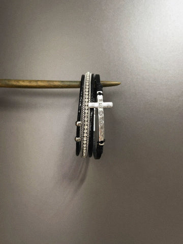 Vintage vintage leather cross bracelet