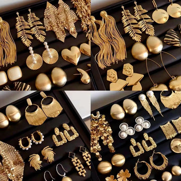 Silver needle vintage round flower tassel earrings European and American retro metallic stud earrings temperament light luxury earrings wholesale women