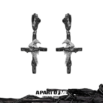 Raven series cross earrings niche dark ear punk sweet cool original Spice Girl earrings