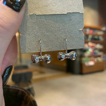 Three-dimensional bow ear hook 925 silver needle simple ballet style earrings daily high-end new earrings for women