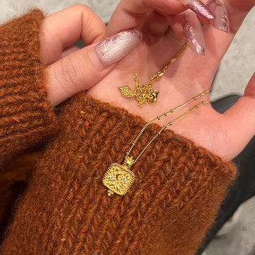 Niche design embossed square necklace universe for me waist series European and American style diamond square pendant