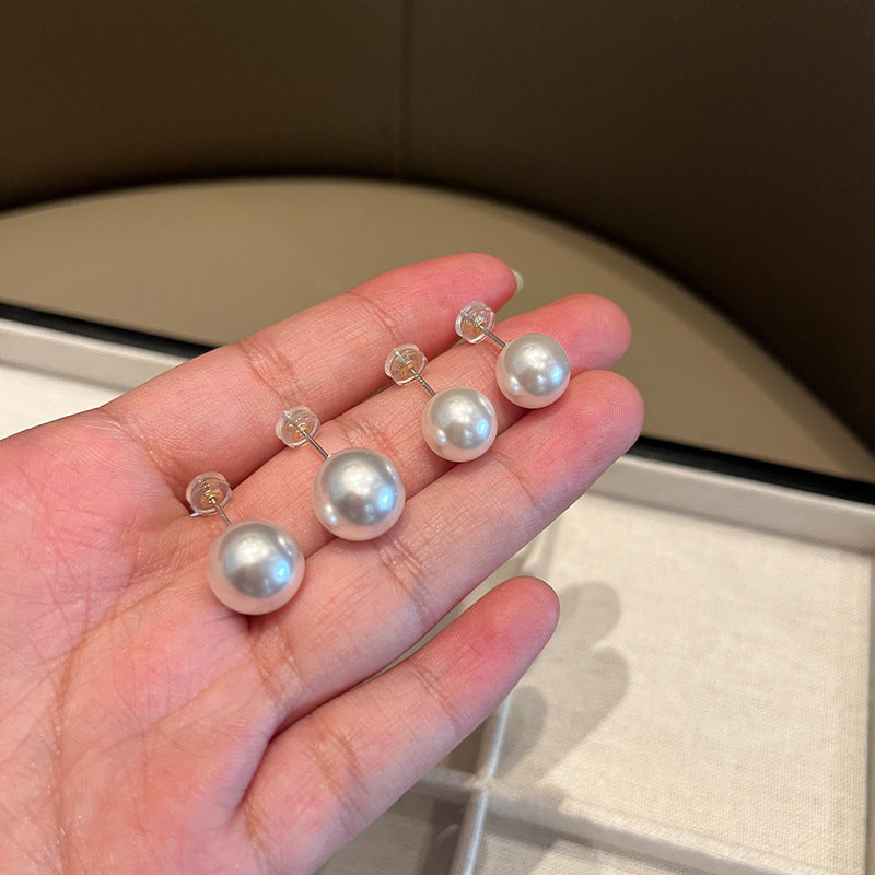 Miss Fanhua Wang's same 12mm Shi Jiaao white pearl stud earrings hypoallergenic earrings