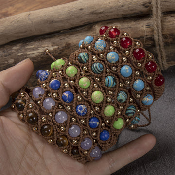 2025 new model, niche versatile pure hand-woven bracelet, gray moonstone hemming design bracelet