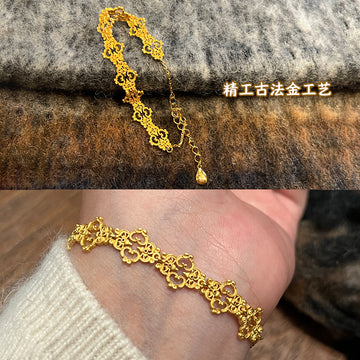 New Chinese ancient method hollow floating cloud bracelet, silver gold-plated Seiko matte Ruyi stitching, stacked hand ornaments, yellow gold flat replacement