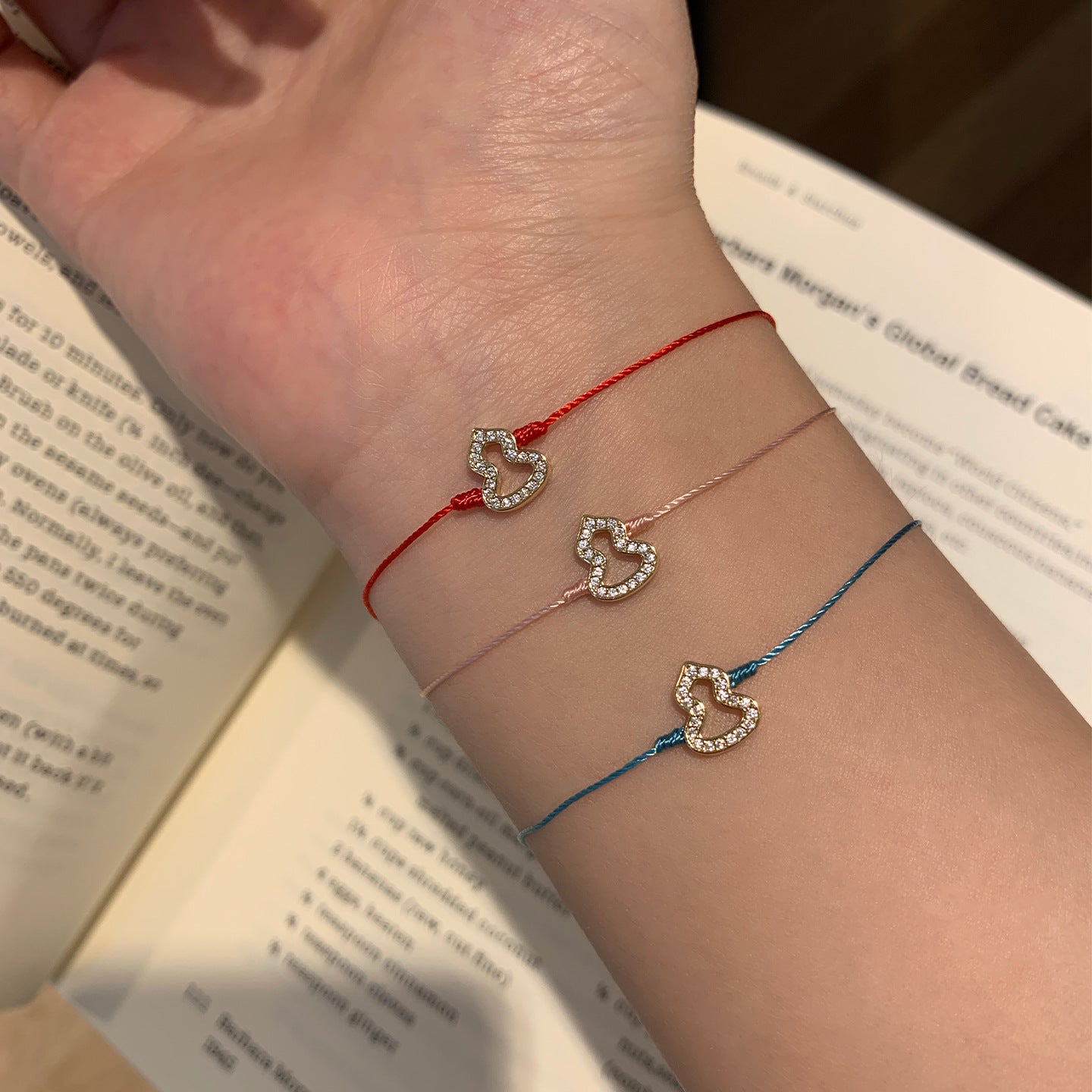 Full diamond hollow gourd red rope bracelet 925 silver extremely fine basic blue rope pink rope Fulu bracelet live broadcast explosion