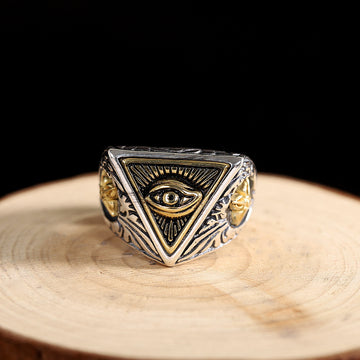 Thai silver God's eye retro cross pestle ring for men and women Japanese fashion personality star same style