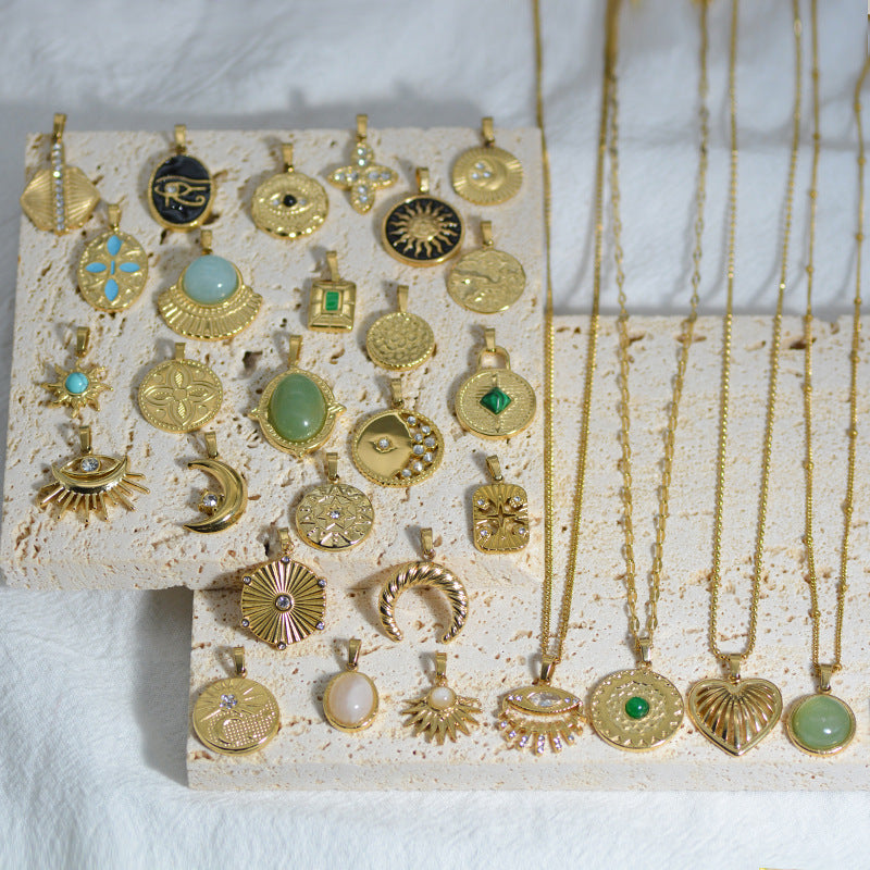 European and American necklace pendant accessories Titanium steel jewelry accessories wholesale various DIY natural stone oil drop pendant