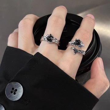 European and American new dark wind thorn ring men and women niche design texture sense couple ring sense open ring tide