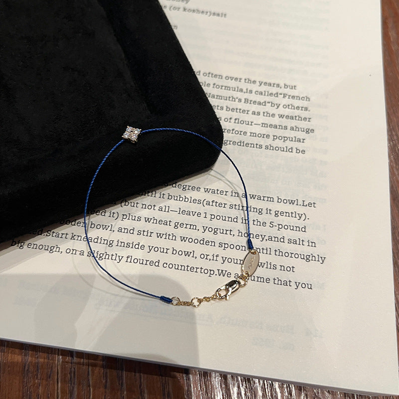 925 silver full diamond four-pointed star bracelet Klein blue bracelet extremely thin basic live broadcast hit