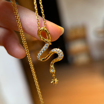 Live broadcast explosive 925 silver gold snake eight-pointed star necklace dot diamond spirit snake pendant zodiac natal year jewelry replacement
