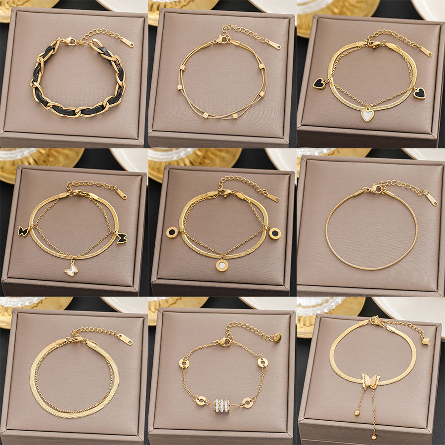 Non-fading new Japanese and Korean titanium steel bracelets, women's versatile ins style personalized fashion bracelets, high-end wholesale