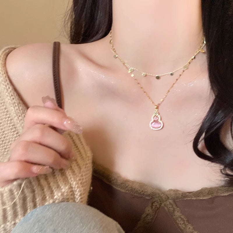 French court style vintage medieval necklace female niche high sense retro collarbone chain stacked neck chain accessories