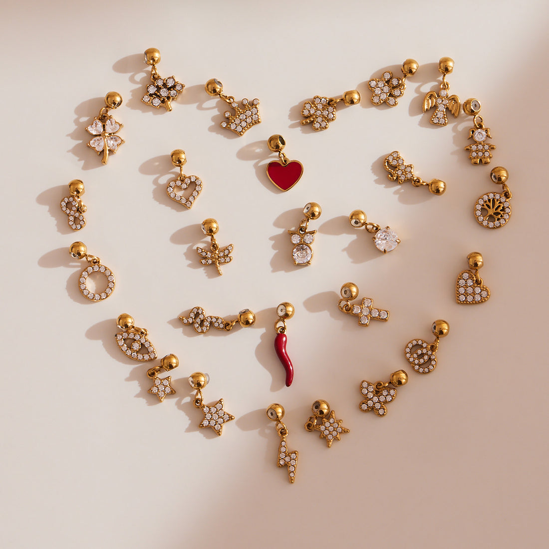 r New 5A Zircon Stainless Steel Pendant Combination PVD Plated 18k Gold Multi-Accessories Stainless Steel Clavicle Chain