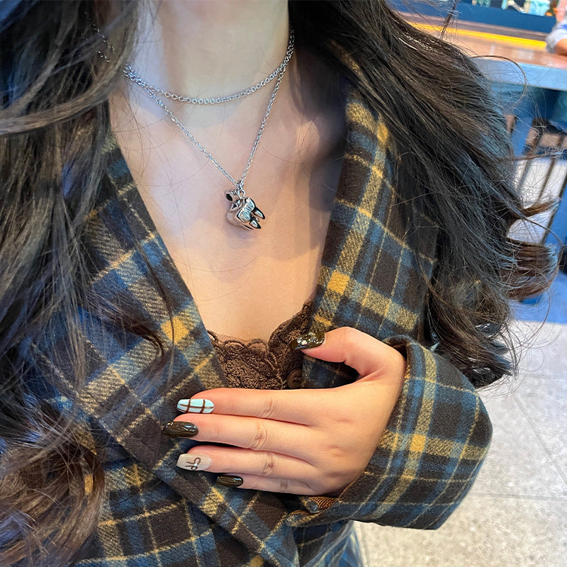The Queen Mother of the West, three-dimensional teeth, Saturn necklace, punk style, letter wisdom tooth pendant, a two-wear high-quality sweater chain
