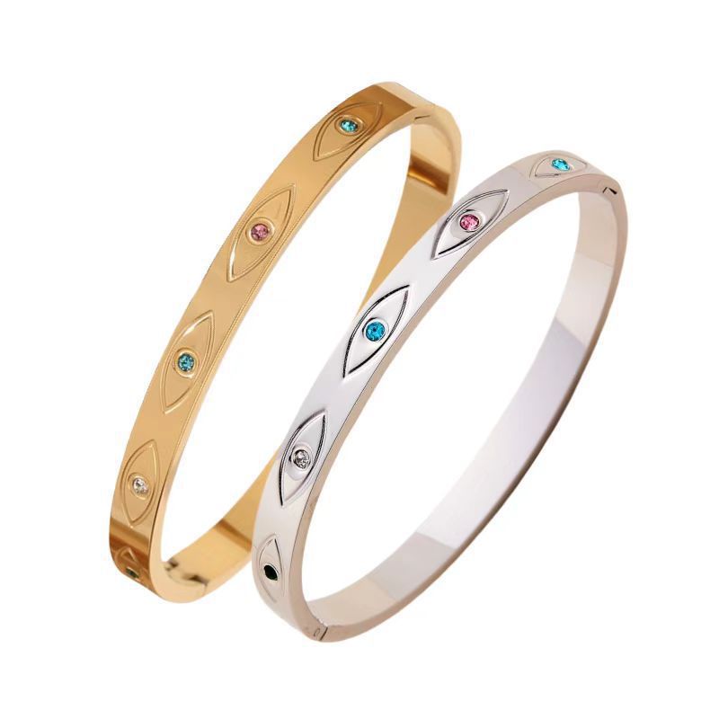 Europe and the United States new diamond ins sun eye diamond 18K gold personalized fashion stainless steel bracelet female versatile