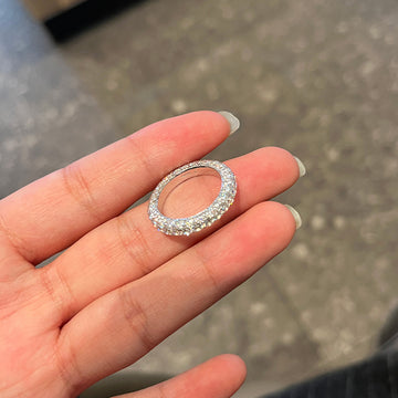 Seiko S925 sterling silver three-sided diamond high-end sense 18k gold full circle diamond women's ring is niche light luxury