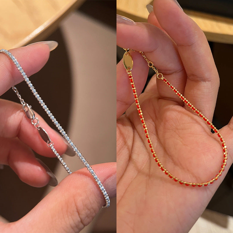 The explosive old money wind braided chain polar blue rope black rope bracelet natal year small red rope thin basic jewelry replaced