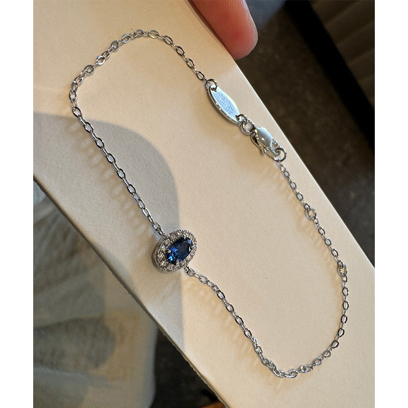 Live broadcast hit cultivated oval diamond full chain bracelet 925 silver gold-plated sapphire emerald hand ornament daily stacking