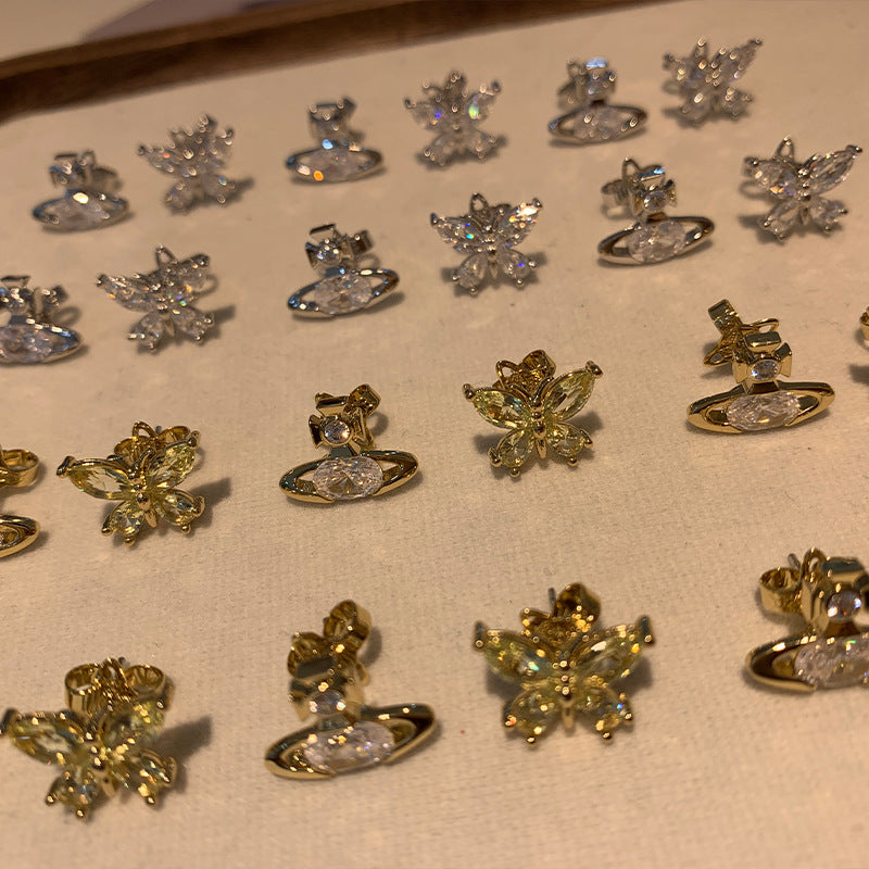 Seiko Queen Mother Elianne Diamond Butterfly Saturn Earrings Stud Earrings New Fine-set Planet Earrings