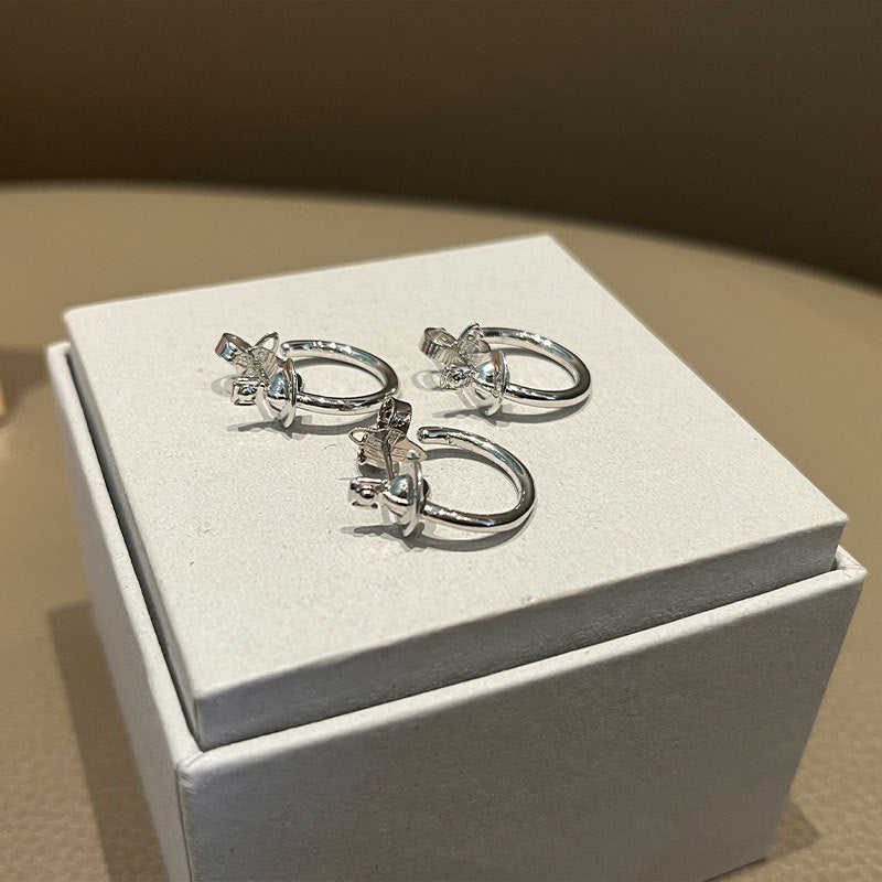 Queen Mother of the West, semi-three-dimensional rings, Saturn earrings, simple niche earrings, high-end earrings