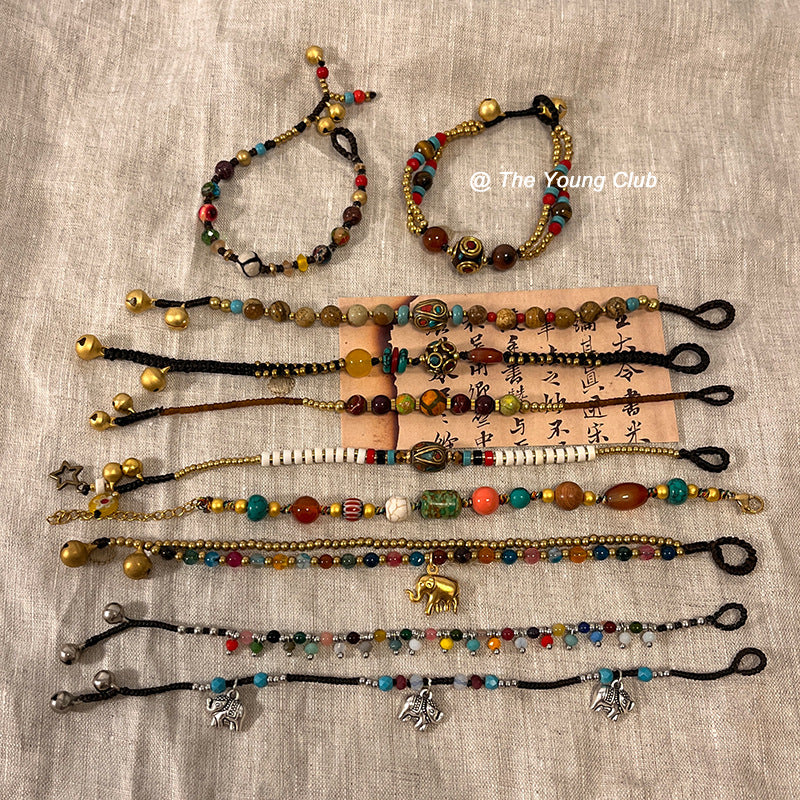 Tibetan bead bracelet niche high-end handmade beaded natural stone national style hand rope ethnic style jewelry