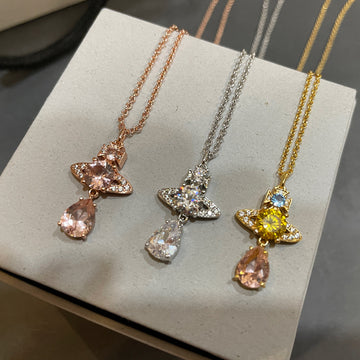 Multi-color Western Queen Mother, mermaid tears, drop diamond necklace, Seiko thick gold, small sweet potato, live broadcast hit