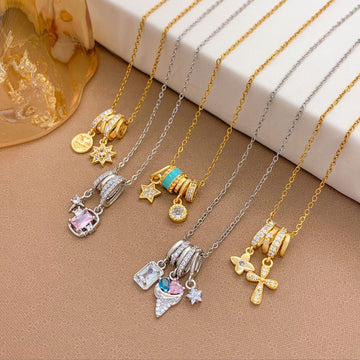 Necklace  explosion square ice cream color necklace light luxury micro-inlaid zircon temperament high-end simple accessories