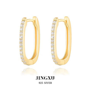 S925 silver earrings u-shaped inlaid zircon ear buckles ins light luxury high-end earrings wholesale  European and American jewelry women