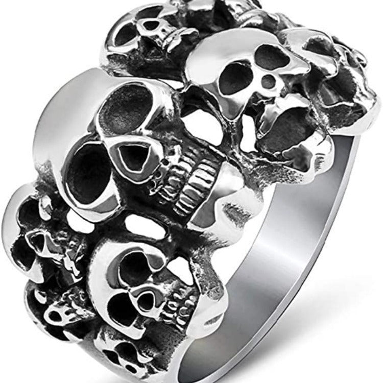 European and American hip hop skull rings men's ins style niche retro three-dimensional ring rings foreign trade jewelry wholesale