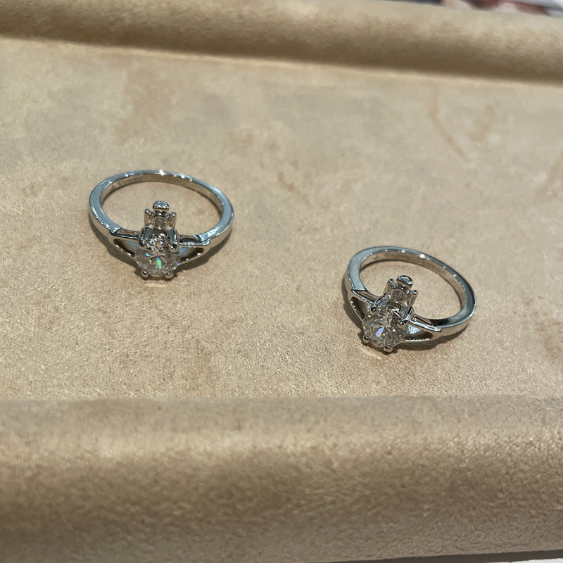 Queen Mother of the West Classic Saturn Diamond Ring Single Diamond Round Diamond Planet Ring 925 Silver