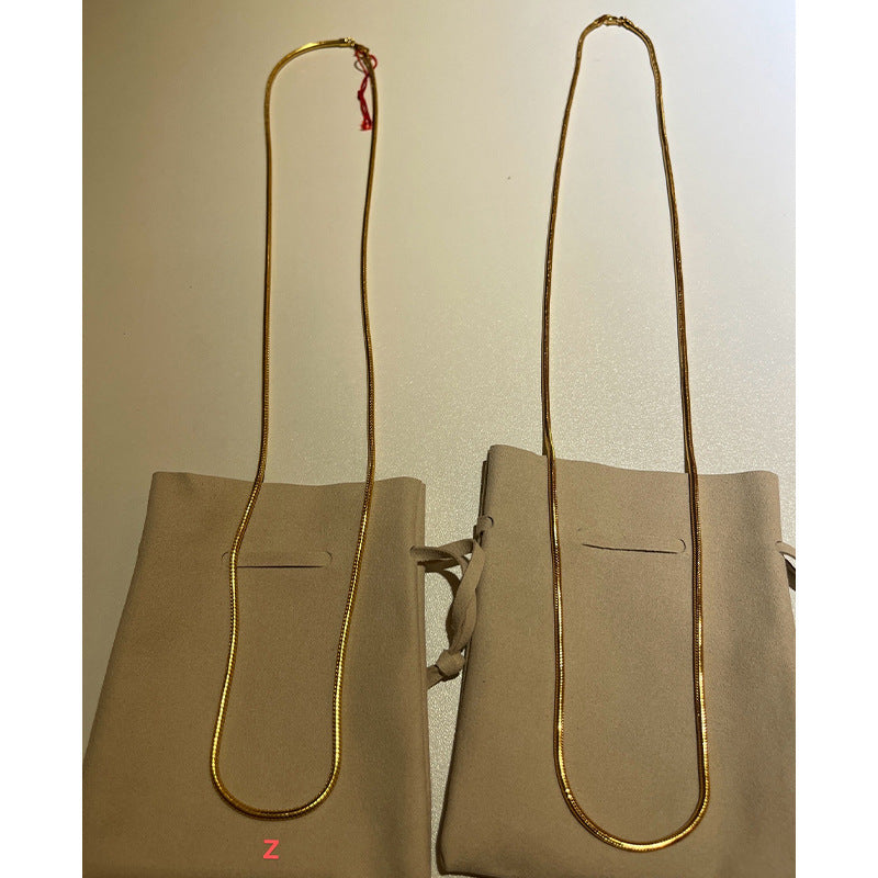 European and American fashion sterling silver round snake bone chain niche cold wind silver jewelry does not fade, simple and versatile necklace