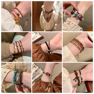 ethnic style bracelet, ancient style beaded explosive bracelet, niche design, personalized stacking and wearing jewelry accessories