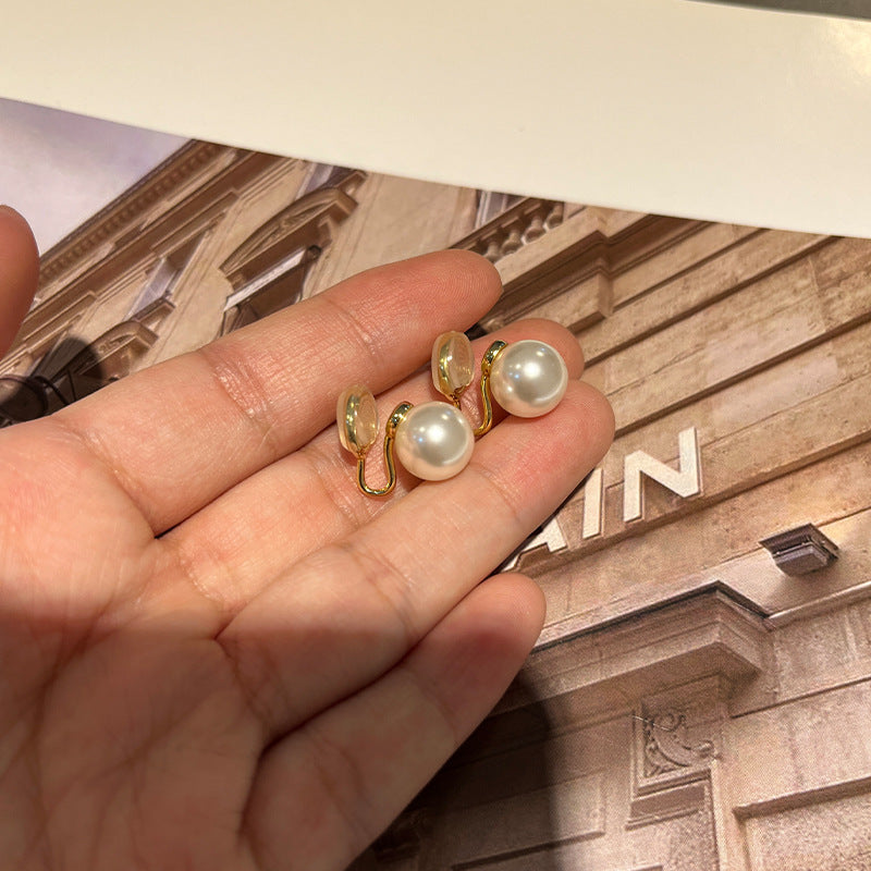 fever with pierced ears Shijia pearl 10mm mosquito coil piercing female French retro high-end earrings