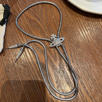 Queen Mother of the West Seiko magnetic Saturn tie knot necklace long Cuban sweater chain one two-wear clavicle chain