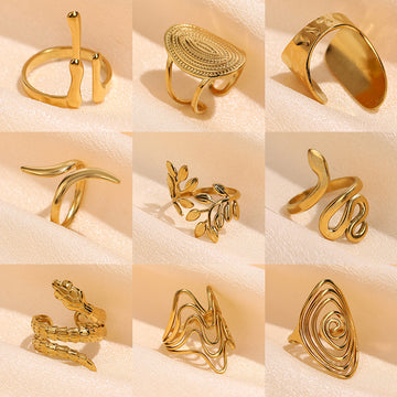 r explosion, high-grade stainless steel ring opening, retro geometric line ring, hydraulic titanium steel jewelry, spot