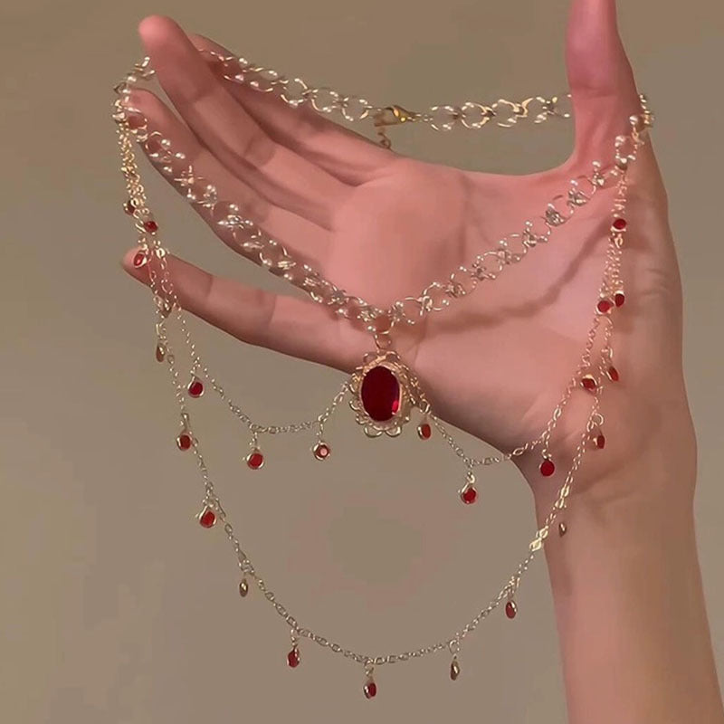 2025 new multi-layer fringed zircon necklace ins trendy design double-layer stacked collarbone chain temperament light luxury neck chain