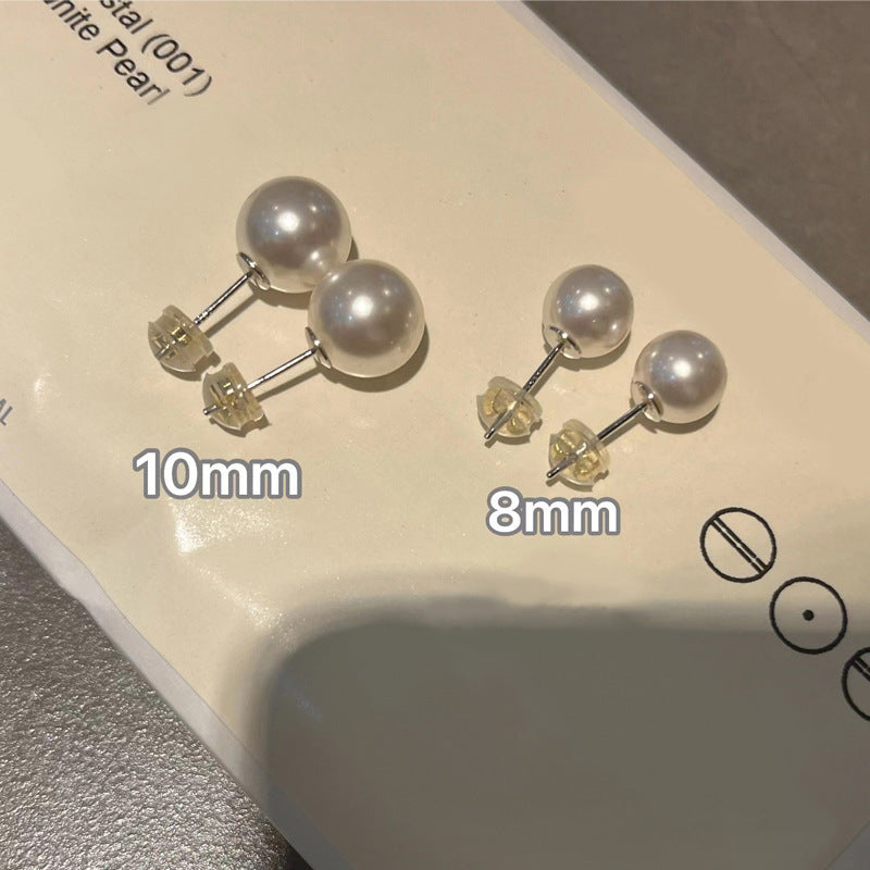 Miss Fanhua Wang's same 8-10mm Shi Jiaao white pearl stud earrings hypoallergenic earrings are classic