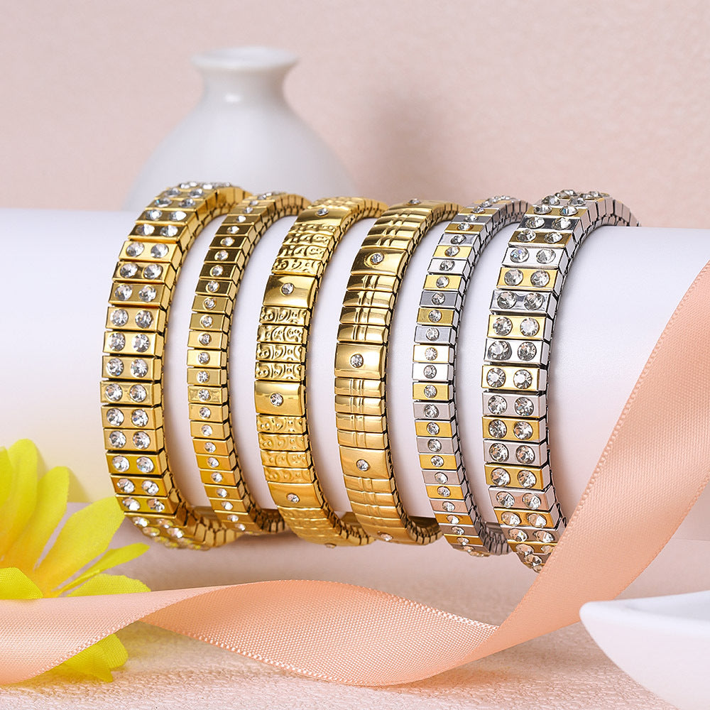 stainless steel light luxury high-end elastic bracelet niche fashion simple manual adjustable bracelet wholesale