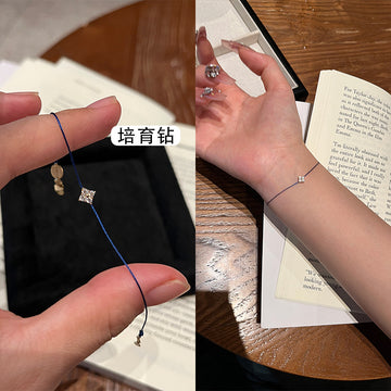 925 silver full diamond four-pointed star bracelet Klein blue bracelet extremely thin basic live broadcast hit