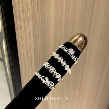 "Summer Love" French Bow Lace Braided Open Ring Niche Simple Design Stacked Ring